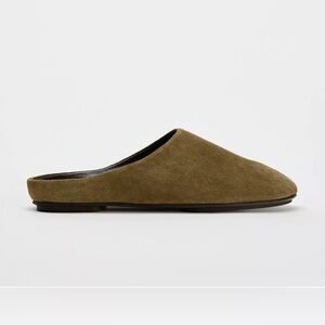 Zara Khaki Green Suede Slip-On Mules (38)